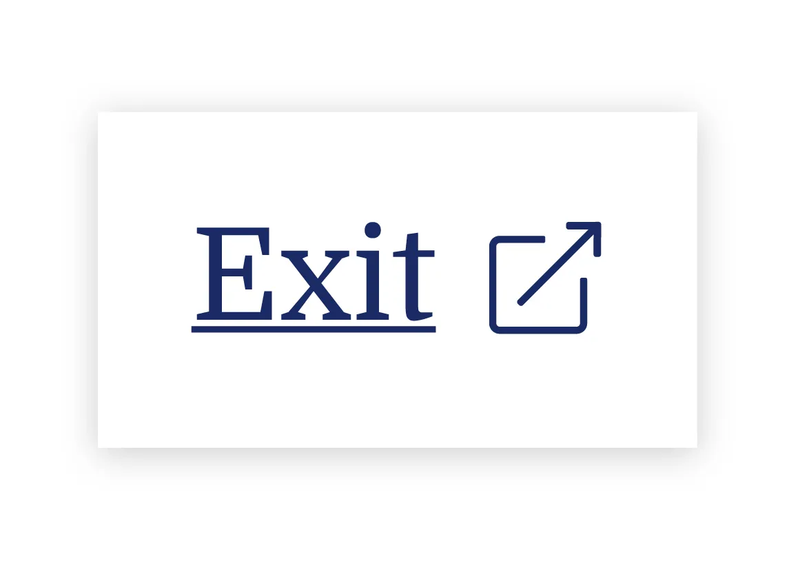 A button reading Exit, underlined, next to an external-link icon